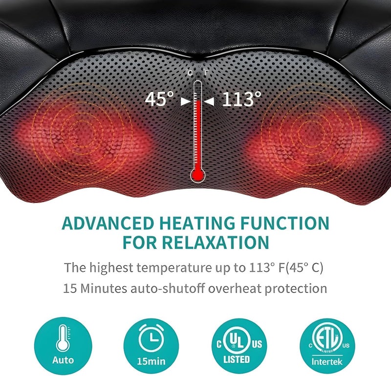 VOGMAX Back Neck Shoulder Massager with Heat, Deep Tissue 3D Pinch Pressure Massage for Muscle Pain Relief, Office Chair, Car & Home Use Black - Image 4
