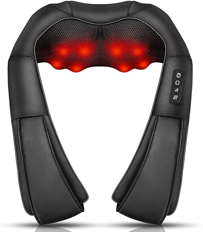 VOGMAX Back Neck Shoulder Massager with Heat, Deep Tissue 3D Pinch Pressure Massage for Muscle Pain Relief, Office Chair, Car & Home Use Black - Image 1