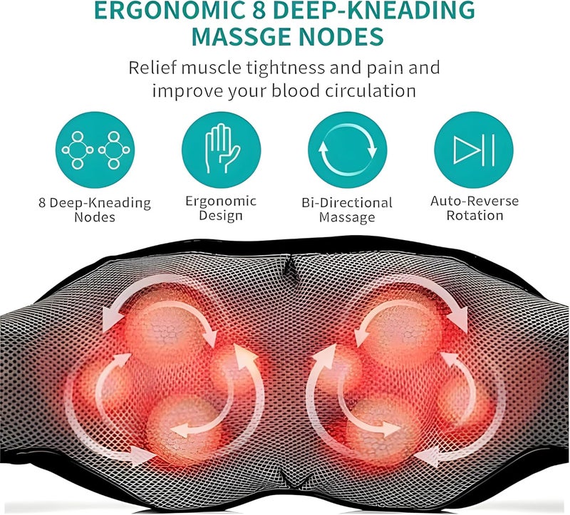 VOGMAX Back Neck Shoulder Massager with Heat, Deep Tissue 3D Pinch Pressure Massage for Muscle Pain Relief, Office Chair, Car & Home Use Black - Image 2