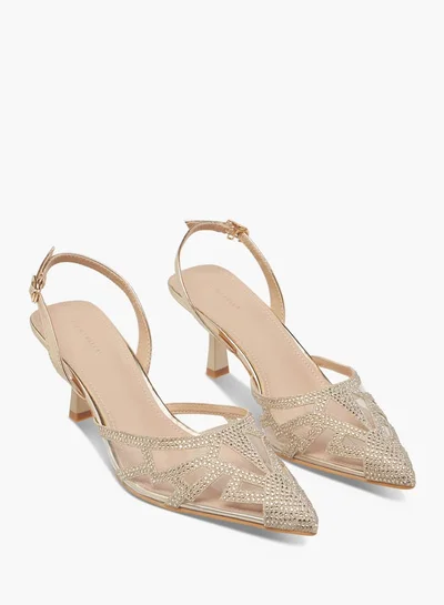 Flora Bella By Shoexpress Women Pointed Toe Shoes with Flared Heels and Buckle Closure