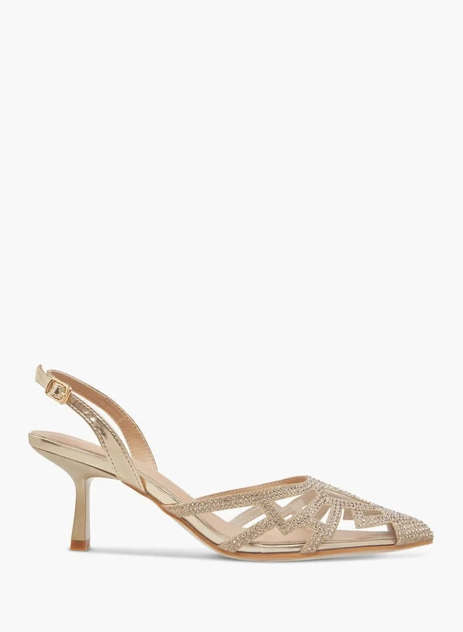 Flora Bella By Shoexpress Women Pointed Toe Shoes with Flared Heels and Buckle Closure