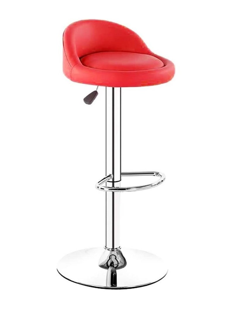 Generic - PU Leather Round Bar Stool with Back Rest Height Adjustable Swivel Pub Chair Home Kitchen Bar stools Backless Stool with Footrest (C-Red) - Image 1