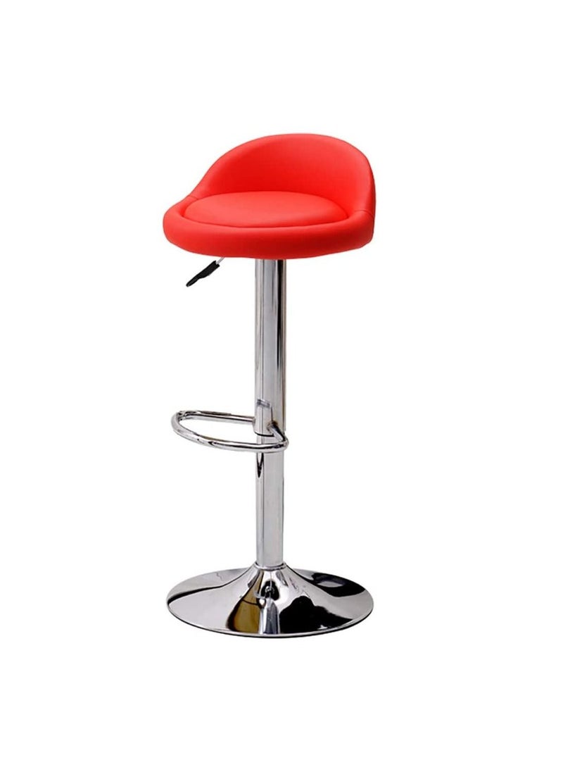 Generic - PU Leather Round Bar Stool with Back Rest Height Adjustable Swivel Pub Chair Home Kitchen Bar stools Backless Stool with Footrest (C-Red) - Image 1