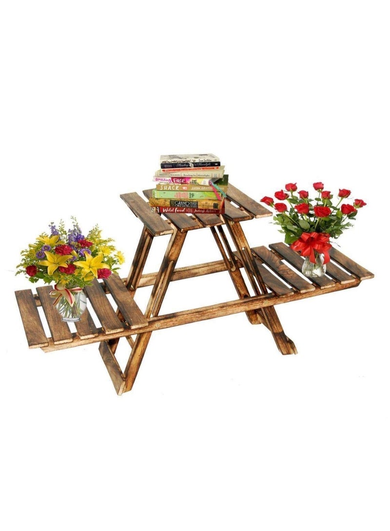 DubaiGallery Planter Stand Table/Wooden Stool/Flower Pot Stand, Standard Size, Easy to Maintain, Brown - Image 4