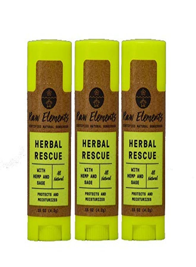 raw elements Organic Herbal Rescue Lip Balm, 0.15Oz (3Pack) - Image 1