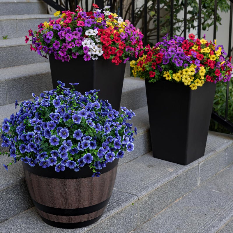 Lnoicy 20 Bundles Artificial Flowers for Outdoor Fake Plants for Spring Decoration,Faux Eucalyptus Flowers for Planter UV Resistant Lifelike for Home Porch Gardenï¼ˆ7 Colorï¼‰ - Image 2