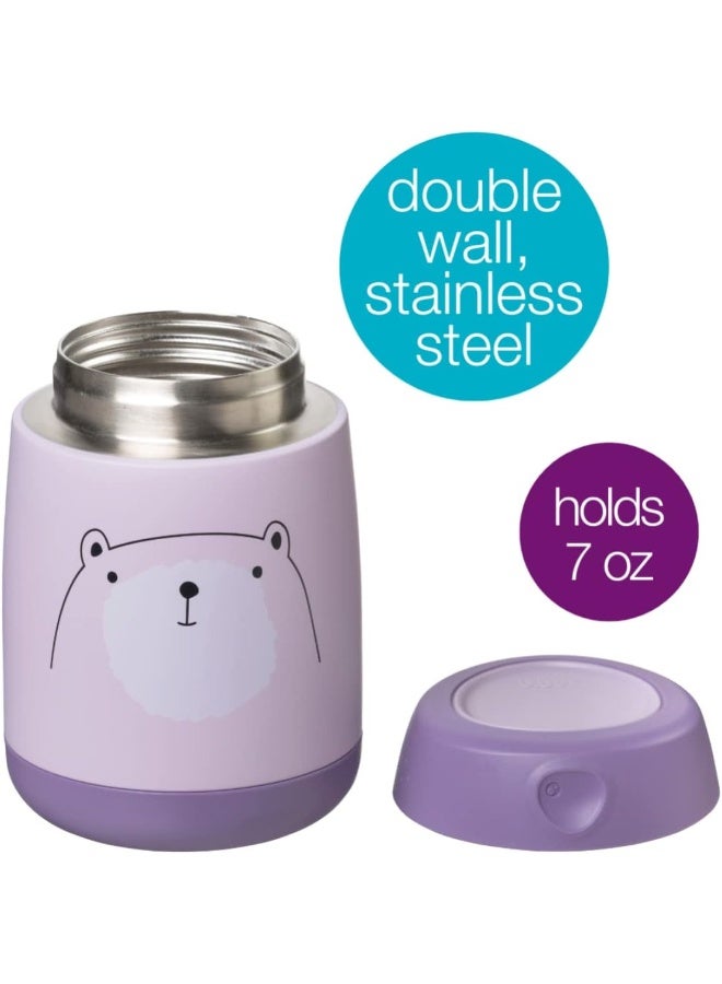 b.box Insulated Food Jar Mini | Small Snack Container for Babies and Kids | Double Wall Stainless Steel | Keeps Food Cold for 6hrs, Warm for 4hrs | (Bear Hugs, 7 oz) - Image 3