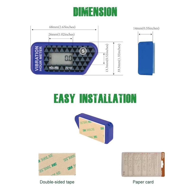 YOOREAL Vibration Hour Meter,Maintenance Hours for Gas Diesel Engine Powered Generator Compressor Motorcycle Snowblower Trailer Motor Grader Pressure Washer - Image 5