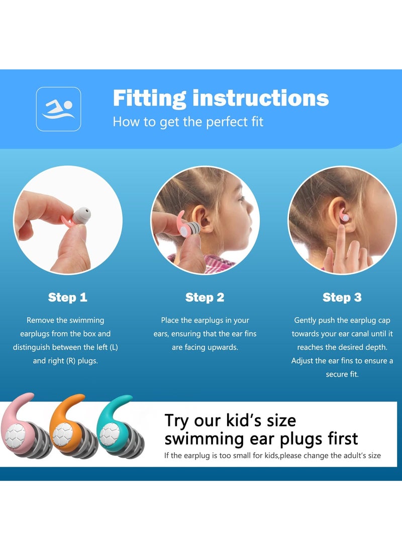 SYOSI Kids Swimming Earplugs, 3 Pairs Silicone Children'S Swimming Earplugs, Reusable Children'S Swimming Earplugs For Swimming/Surfing/Diving, Recommended For 4-12 Years Olds And Small Ear Teen  - Image 2
