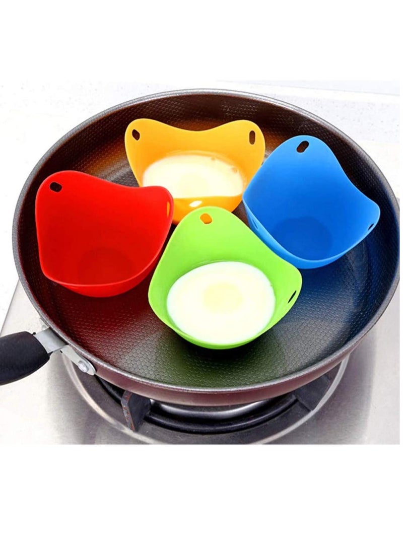 Generic - Silicone Egg Poachers Set of 4 for Perfect Poached Eggs Microwave Safe Non Stick Egg Cooking Pods in 4 Colors - Image 1
