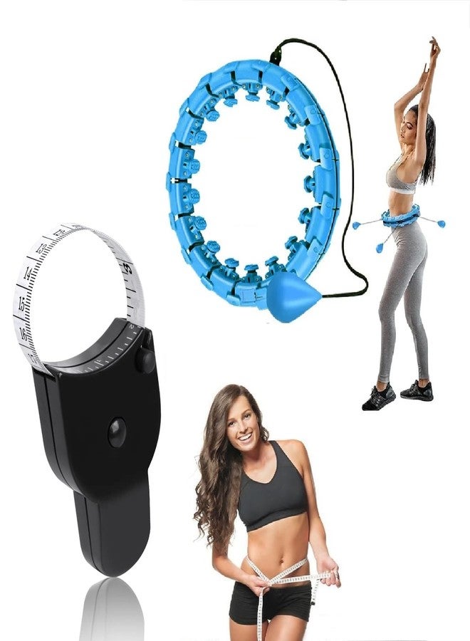 PORMONO Fitness Exercise Hoop for Yoga Smart Hula Hoop Men & Women Adults Removable 24 Sections with Tape-Multi Body Measuring Tape with Hula Hoop with Adjustable Weights, Auto-Spinning Ball - Image 1