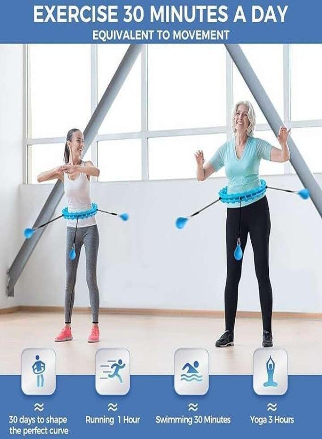 PORMONO Fitness Exercise Hoop for Yoga Smart Hula Hoop Men & Women Adults Removable 24 Sections with Tape-Multi Body Measuring Tape with Hula Hoop with Adjustable Weights, Auto-Spinning Ball - Image 3