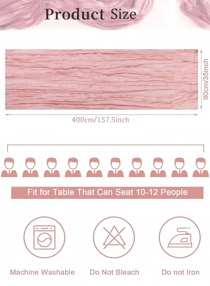 ELASAR 4M Cheesecloth Table Runner, Coral red Wedding Table Runner, Boho Gauze Table Runner, Rustic Sheer Table Decor 90 x 400 CM Coral red - Image 3