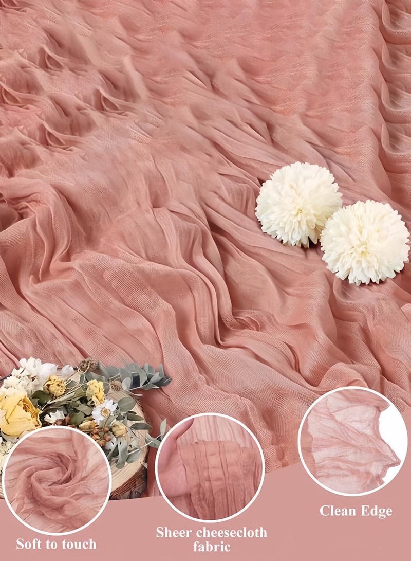 ELASAR 4M Cheesecloth Table Runner, Coral red Wedding Table Runner, Boho Gauze Table Runner, Rustic Sheer Table Decor 90 x 400 CM Coral red - Image 2
