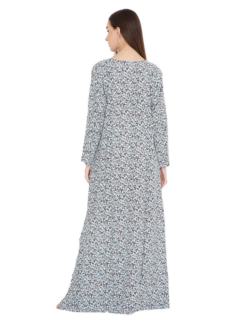 HANA & SARA LONG VISCOSE UNIQUE THREAD EMBROIDERY WITH STYLISH PRINTED ARABIC KAFTAN JALABIYA DRESS  - Image 2