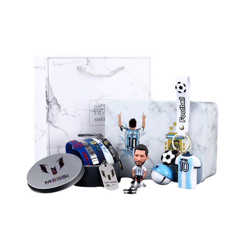 Football Fan Glow in the Dark Silicone Wristband Titanium Steel Necklace Ring Gift Set - Image 5