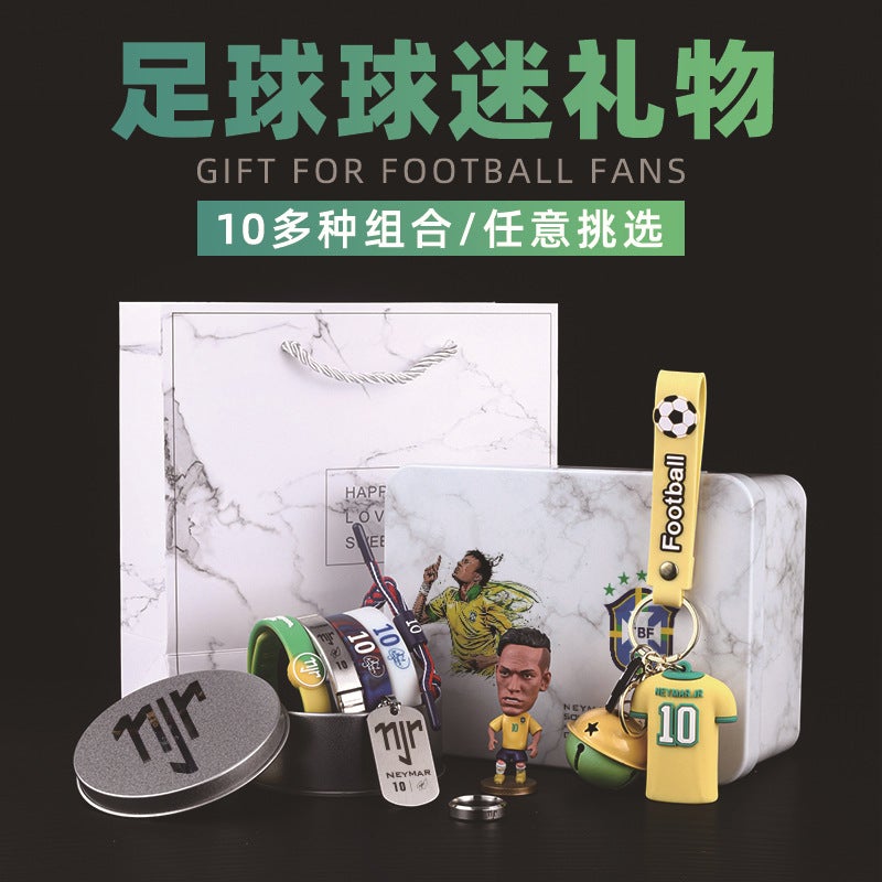 Football Fan Glow in the Dark Silicone Wristband Titanium Steel Necklace Ring Gift Set - Image 3