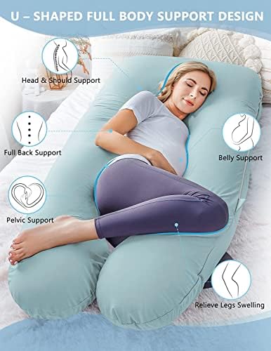 Kwality Dreams Kwality Dreams Premium Maternity Pillow for Pregnant Women Full Body U Shape Pregnancy Pillow for Back Pain Washable Cotton Cover Relieves Pain Nursing Mom Clearance Color Sky Blue - Image 5