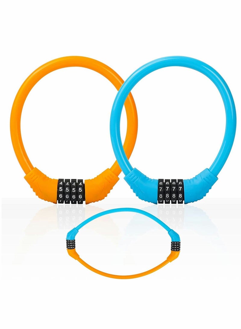 2 Pcs Bike Lock, Combinable Bike Locks High Security with 4 Digit for Anti Theft, Portable Bicycle Lock Combination for Motorcycle Mountain Bike - Image 1