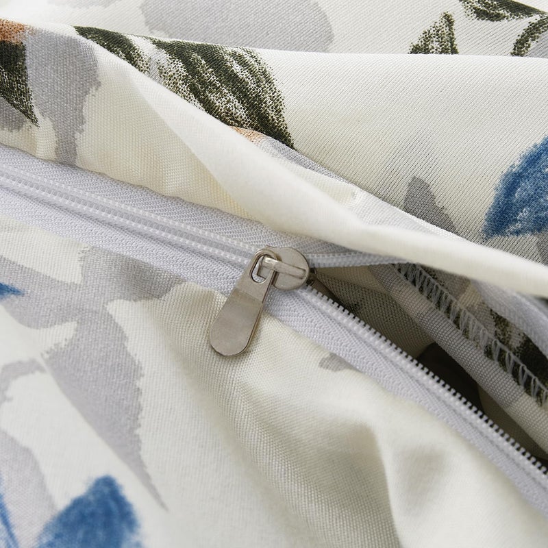 Vaulia Soft Microfiber Floral Duvet Cover Queen Size, Blue Leaves Botanical Print Pattern, Lightweight and Breathable Reversible Design, 3-Piece Set (1 Duvet Cover 2 Pillow Shams) - Image 4