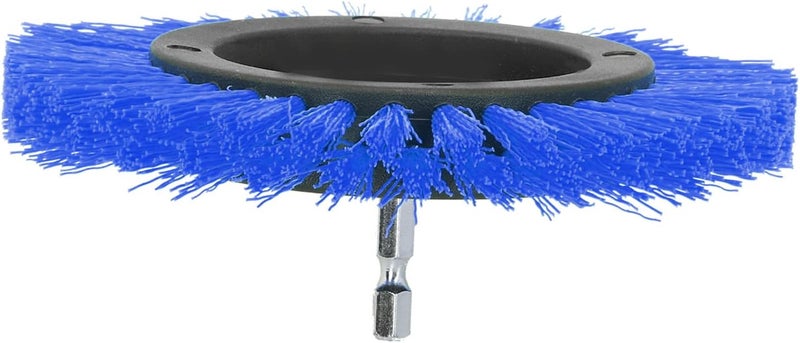 3.5 Inch Electric Drill Brush Head, Durable Polypropylene Drill Brush Attachment, Carpet Upholstery Cleaner with 6.35mm Connector, Ideal for Home Cleaning & Tight Spaces (Blue) - Image 3