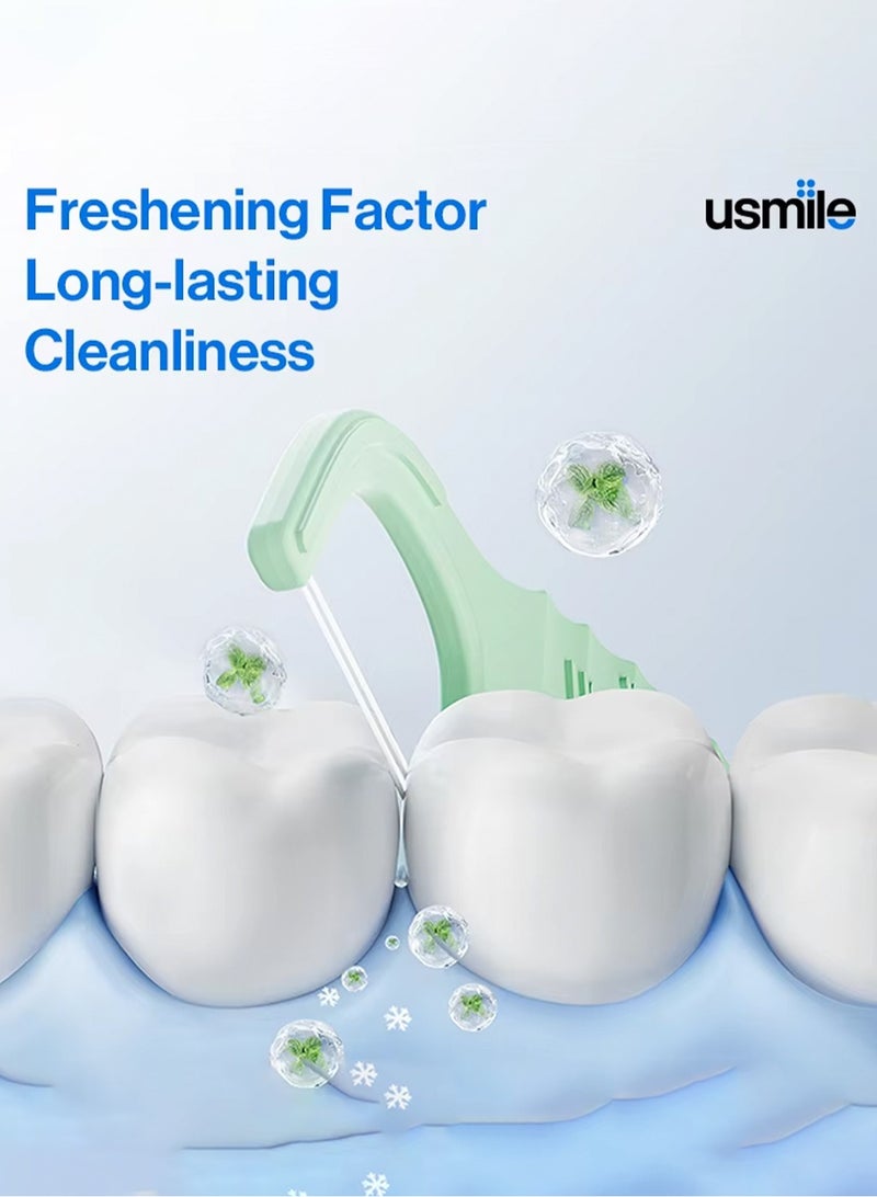 يو سمايل 200 قطعة-خط مزدوج منعش مضاد للتسوس خيوط الأسنان عصا الأسنان تنظيف الأسنان العناية الفموية بين الأسنان (منعش) - Image 2