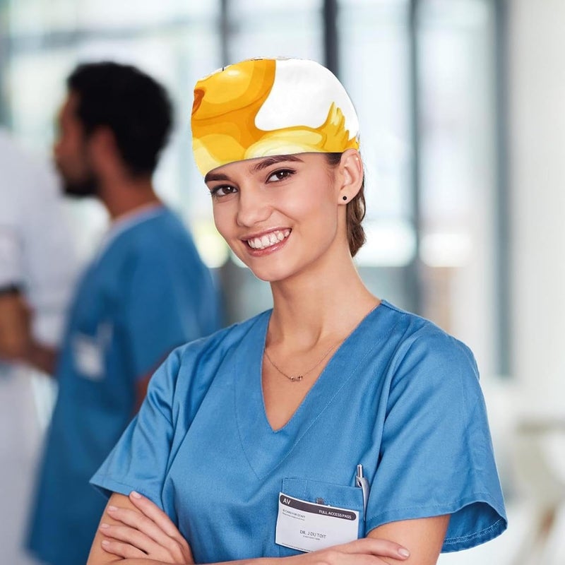 Women and Men's Surgical Cap 4 Packs Rabbit and Flowers Working Hat One Size - Image 5