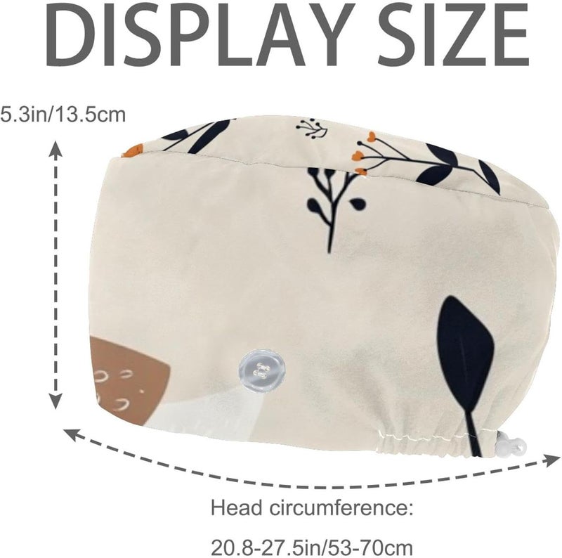 Women and Men's Surgical Cap 4 Packs Rabbit and Flowers Working Hat One Size - Image 2