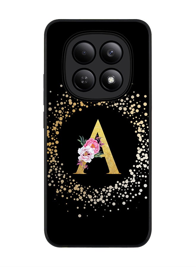 Stylizedd For Xiaomi Redmi Note 15 4G Case,Slim fit Camera Protection, Shockproof Thin Phone cover  - Custom Monogram Floral - A ( Black ) - Image 1