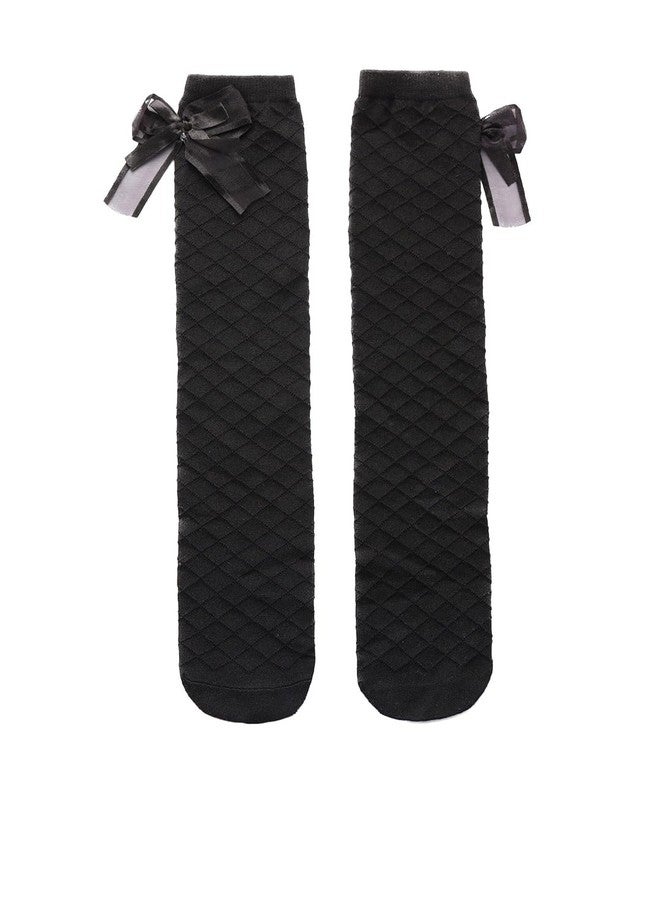 El Regalo Girls Casual Cotton Patterned Knee-Length Socks, Black - Image 2