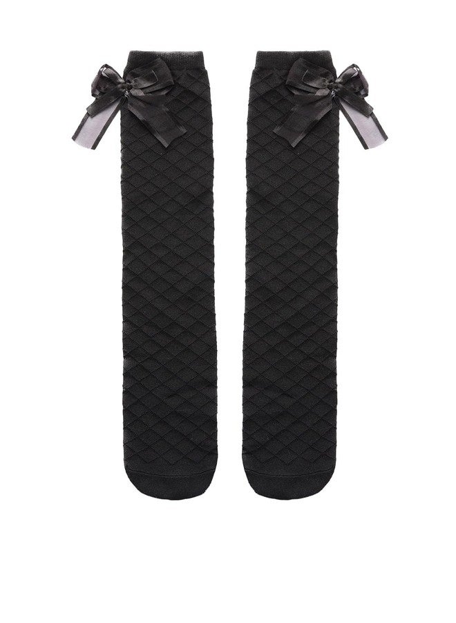 El Regalo Girls Casual Cotton Patterned Knee-Length Socks, Black - Image 4