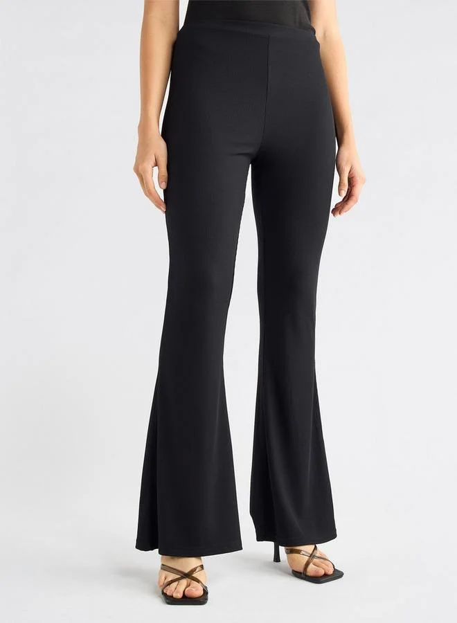 Splash FAV Full Length Ribbed Flared Leggings with Elasticated Waistband