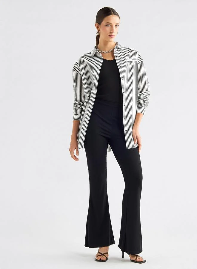 Splash FAV Full Length Ribbed Flared Leggings with Elasticated Waistband