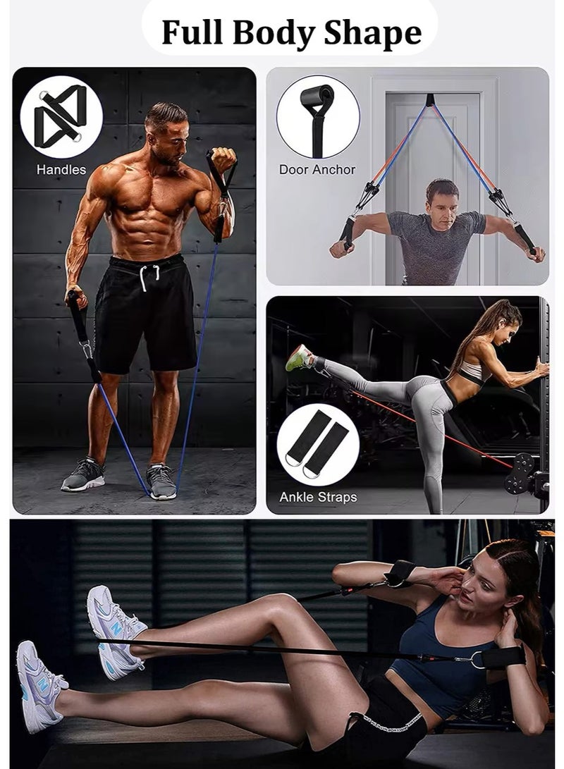 150 lbs Resistance Bands Set with Handles Exercise Bands for Women and Men with Door Anchor, Foot Straps, Carry Bag, Workout Bands for Arm Training, Heavy Resistance Training, Body Shape ,Yoga, Gradient Gray - Image 2