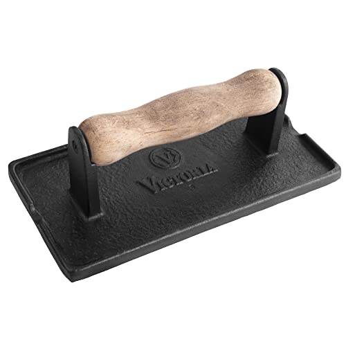 Victoria Cast Iron Panini Press, Burger Press, Bacon Press, Grill Press, Seasoned with 100% Kosher Certified Non-GMO Flaxseed Oil, Model Number: GAD-025 - Image 1