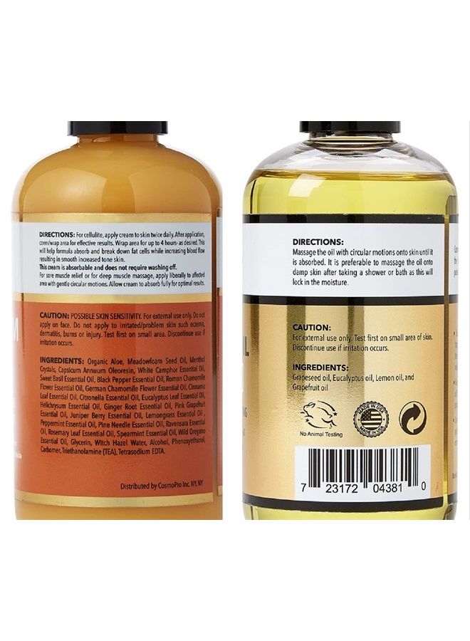 Cosmetasa Cellulite Massage Oil & Hot Cream - 100% Natural Cellulite Oil & Gel, Highly Absorbable, Firm, Tone, Tighten & Moisturize Skin - Soothes Muscles 8.8 oz - Image 3