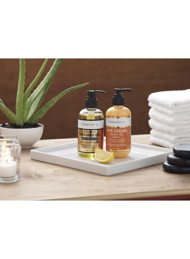 Cosmetasa Cellulite Massage Oil & Hot Cream - 100% Natural Cellulite Oil & Gel, Highly Absorbable, Firm, Tone, Tighten & Moisturize Skin - Soothes Muscles 8.8 oz - Image 2