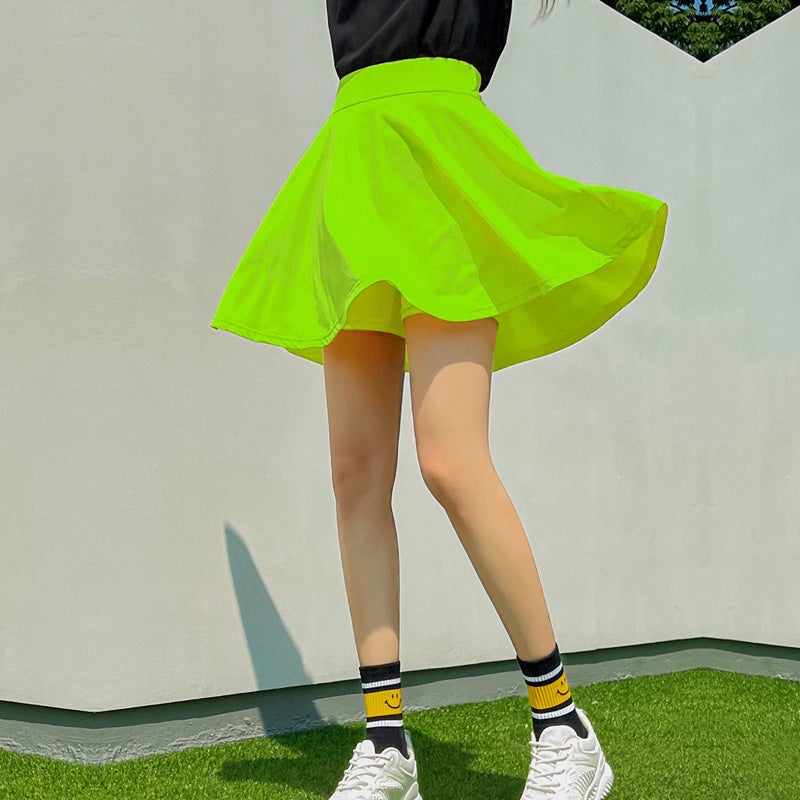 Solid Color Multicolor Single Pleated Half-Length Swim Skirt Conservative Anti-Glare Slim Matching Bikini High Waist Belly Covering Bottom - Image 3