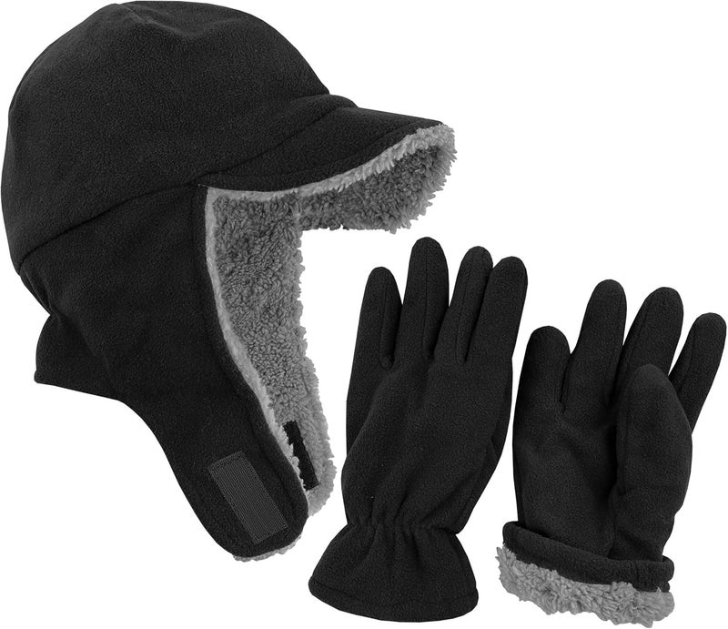 N'Ice Caps Boys Kids Hat Gloves Winter Set Fleece Brim Warm Sherpa Lined - Image 1