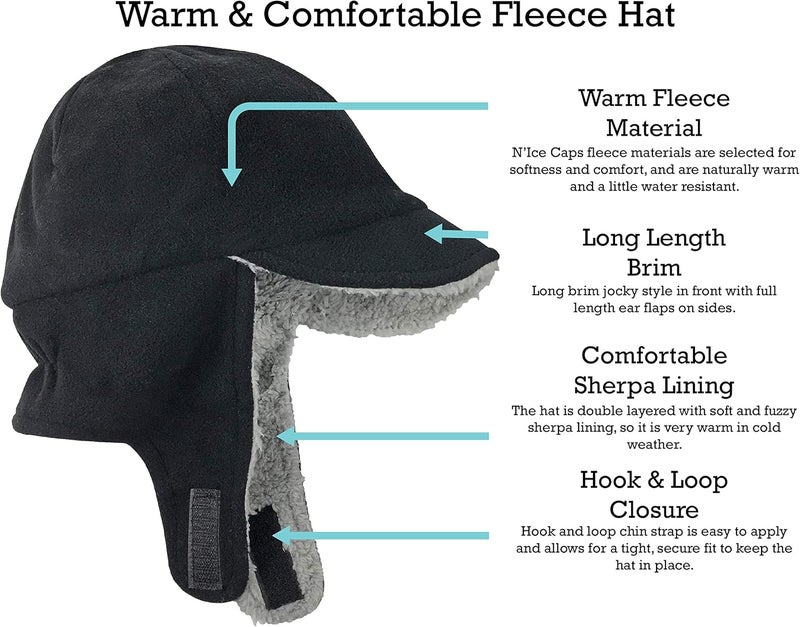 N'Ice Caps Boys Kids Hat Gloves Winter Set Fleece Brim Warm Sherpa Lined - Image 3
