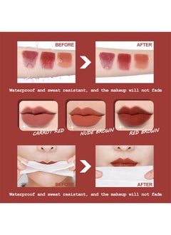 P.TWO.P Liquip Matte Lipstick,3 Colors Lip Gloss Set Matte Velvet Long Lasting Waterproof Smudge Proof Non Sticky Not Fade Lightweight High Pigmented Portable Multi Use Lipstick Liquid Gift Set  - Image 4