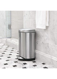 simplehuman simplehuman 6 Liter / 1.6 Gallon Semi-Round Bathroom Step Trash Can, White Steel  - Image 3