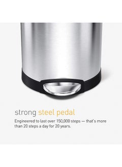 simplehuman simplehuman 6 Liter / 1.6 Gallon Semi-Round Bathroom Step Trash Can, White Steel  - Image 4