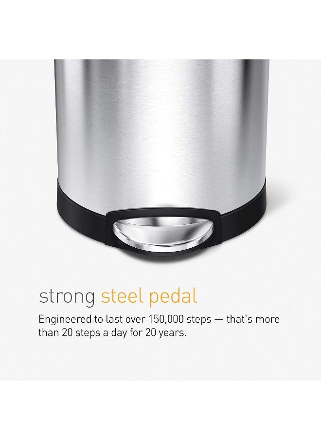 simplehuman simplehuman 6 Liter / 1.6 Gallon Semi-Round Bathroom Step Trash Can, White Steel  - Image 4