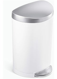 simplehuman simplehuman 6 Liter / 1.6 Gallon Semi-Round Bathroom Step Trash Can, White Steel  - Image 1