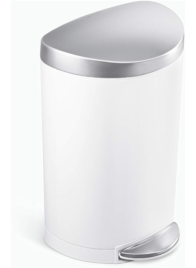 simplehuman simplehuman 6 Liter / 1.6 Gallon Semi-Round Bathroom Step Trash Can, White Steel  - Image 1
