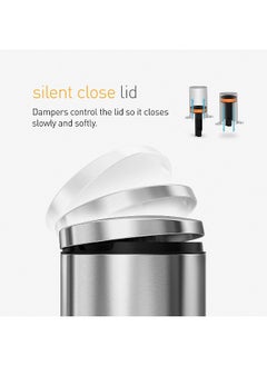 simplehuman simplehuman 6 Liter / 1.6 Gallon Semi-Round Bathroom Step Trash Can, White Steel  - Image 5