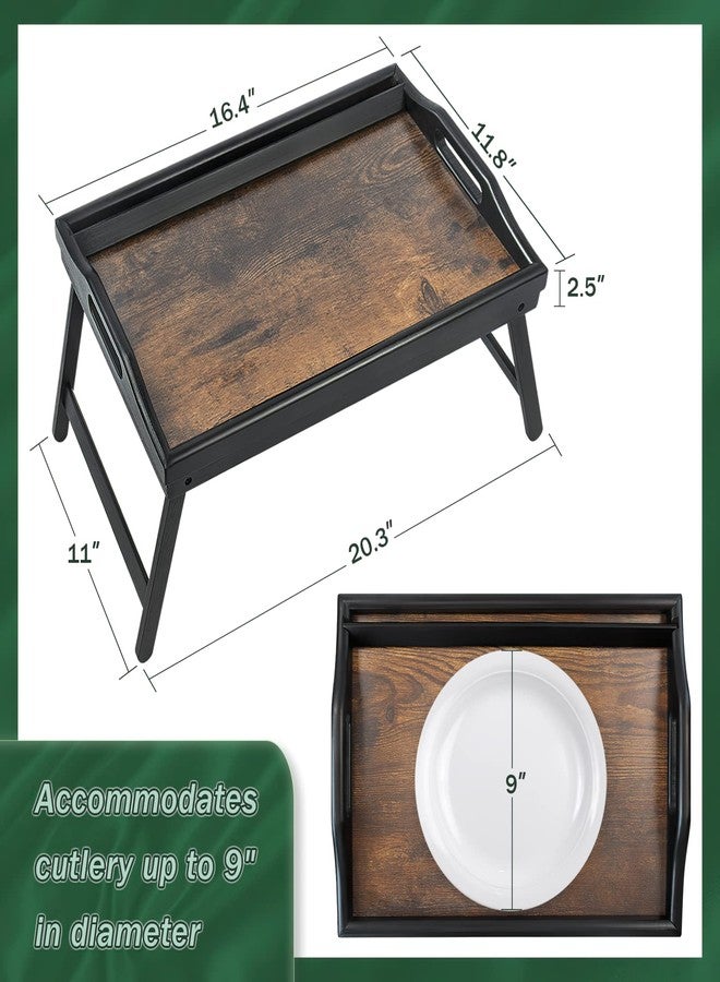 JMLHMXC 2 Pack Bed Tray Table Breakfast Trays Serving Tray Bamboo Bed Laptap Floding Legs with Handles and Phone Holders - Image 5