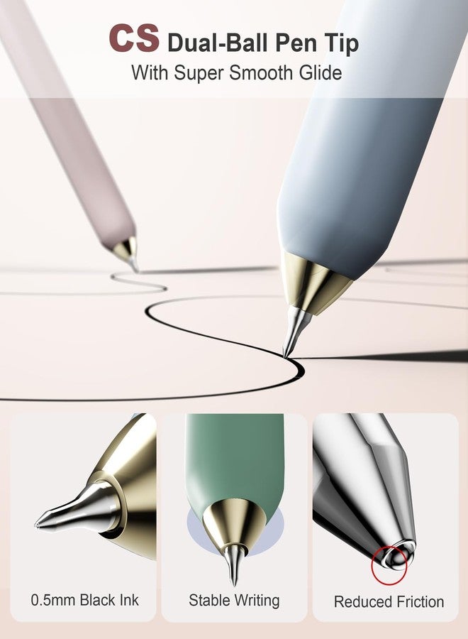 SUNEE Gel Pens 6 Pack 0.5mm Fine Point Smooth Black Ink Silicone Grip Metal Clip Retractable Writing Pens Morandi - Image 3