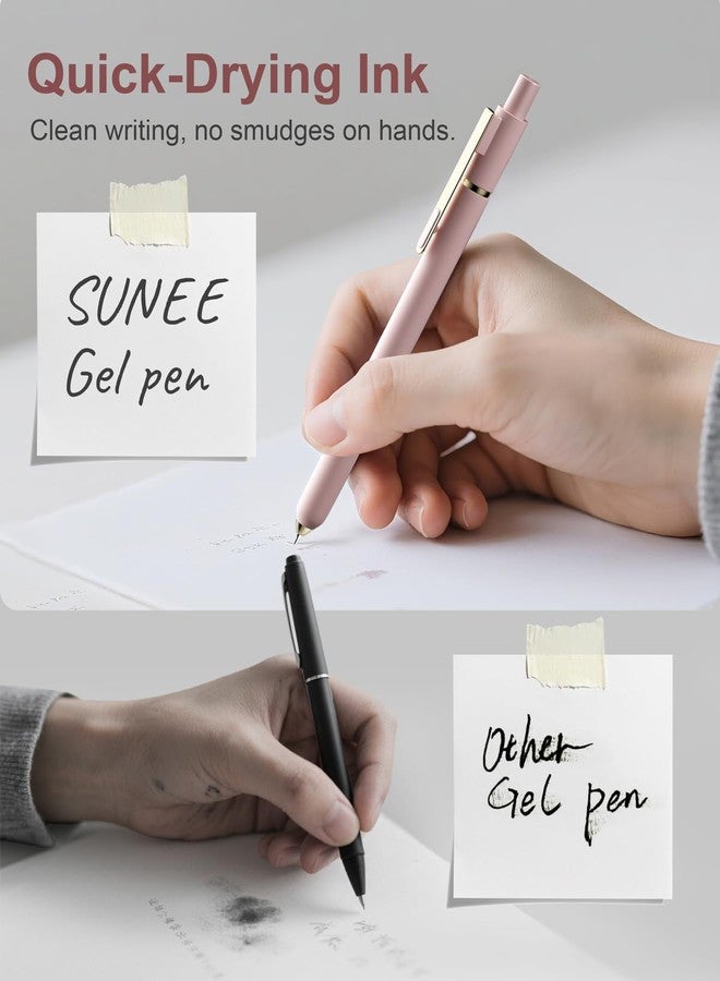 SUNEE Gel Pens 6 Pack 0.5mm Fine Point Smooth Black Ink Silicone Grip Metal Clip Retractable Writing Pens Morandi - Image 4